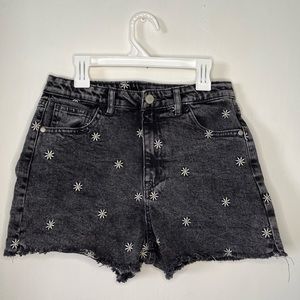 Jean shorts black with flowers